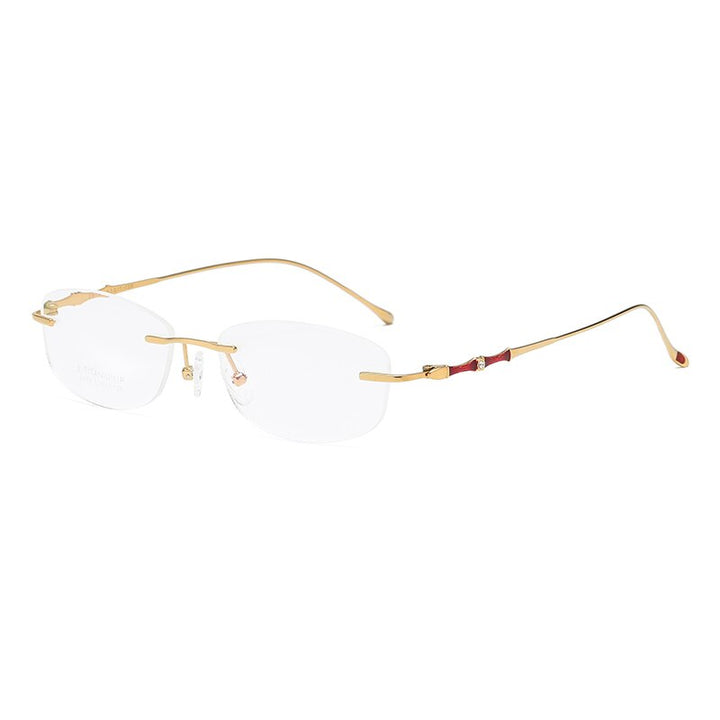 Zirosat 2879 Women's Eyeglasses Titanium Rimless Diamond Trimmed Rimless Zirosat golden
