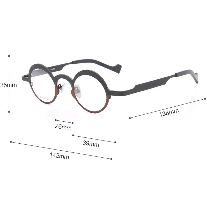 Muzz Unisex Full Rim Round Titanium Frame Eyeglasses T7023 Full Rim Muzz