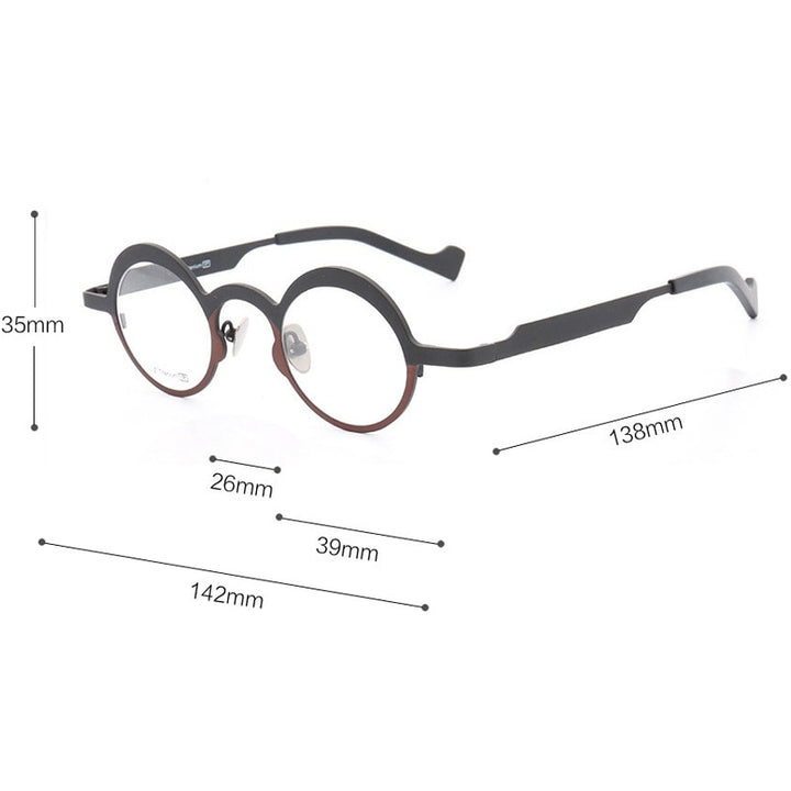 Muzz Unisex Full Rim Round Titanium Frame Eyeglasses T7023 Full Rim Muzz