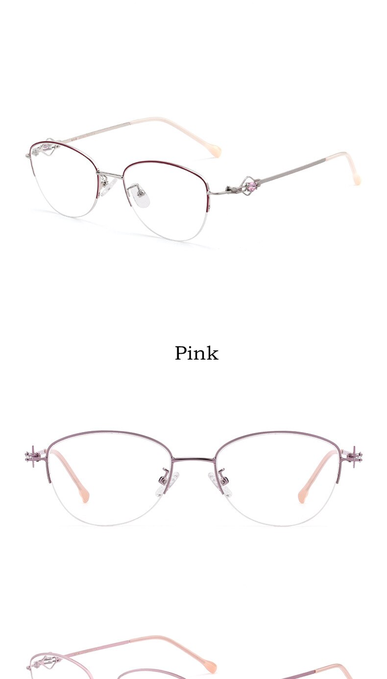 Yimaruili Women's Semi Rim Alloy Frame Eyeglasses 8025Z Semi Rim Yimaruili Eyeglasses