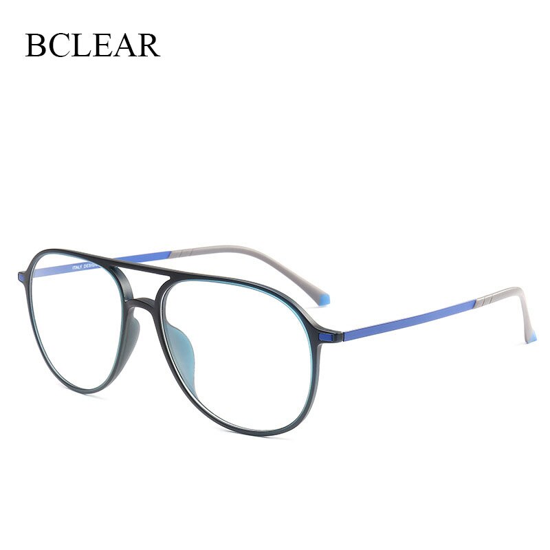 Unisex Double Bridge Acetate Steel Round Full Rim Eyeglasses 1116 Full Rim Bclear