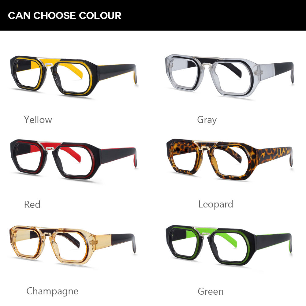CCspace Unisex Full Rim Square Resin Double Bridge Punk Frame Eyeglasses 53095 Full Rim CCspace