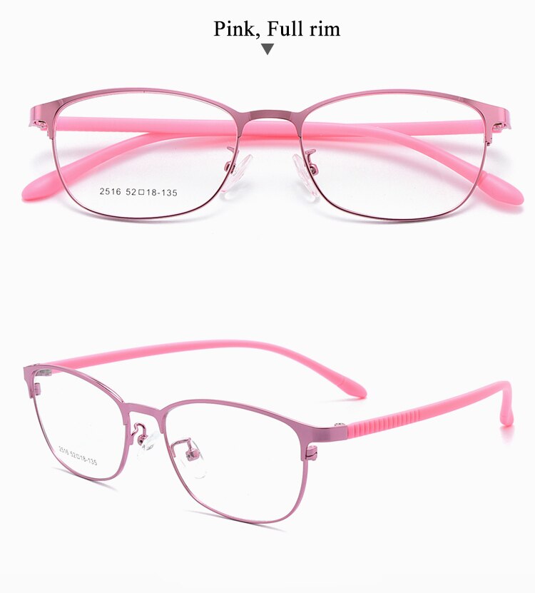 Women's Oval Optional Full/Semi Rim Titanium Alloy Eyeglasses My2515 2516 Semi Rim Bclear full pink