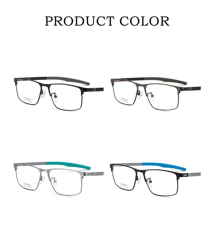 Yimaruili Men's Full Rim Square β Titanium Frame Eyeglasses F1981 Full Rim Yimaruili Eyeglasses