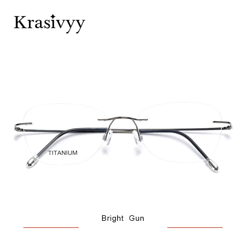 Krasivyy Unisex Rimless Square Titanium Eyeglasses Kr16013 Rimless Krasivyy Bright Gun