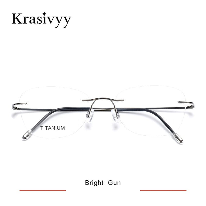 Krasivyy Unisex Rimless Square Titanium Eyeglasses Kr16013 Rimless Krasivyy Bright Gun