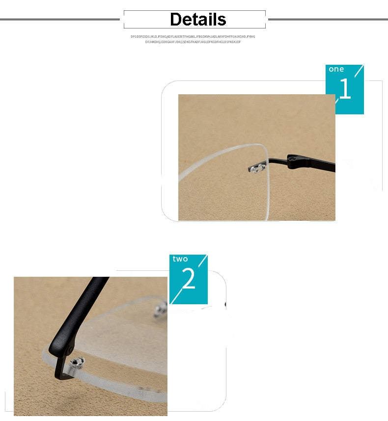 Hotony Unisex Rimless Alloy Frame Rectangle Lens Eyeglasses Rw004 Rimless Hotony