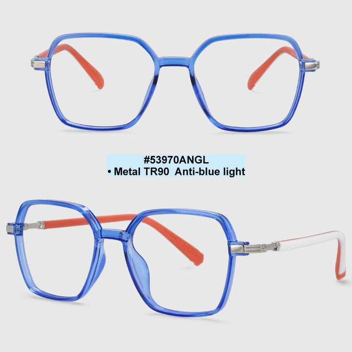 CCspace Children's Unisex Full Rim Square Tr 90 Titanium Frame Eyeglasses 53970 Full Rim CCspace Blue