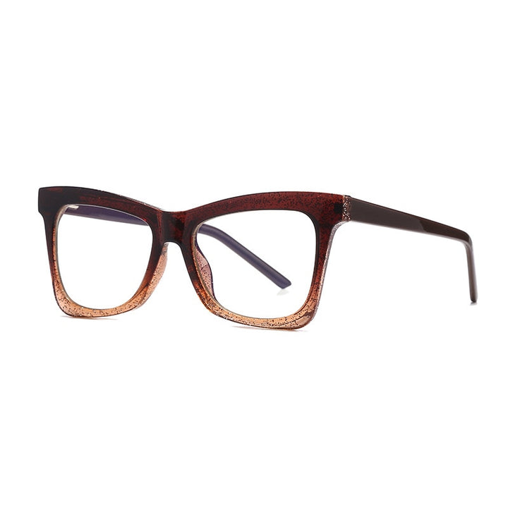 CCspace Unisex Full Rim Square Cat Eye Tr 90 Titanium Frame Eyeglasses 49547 Full Rim CCspace C3Gradient-Tea