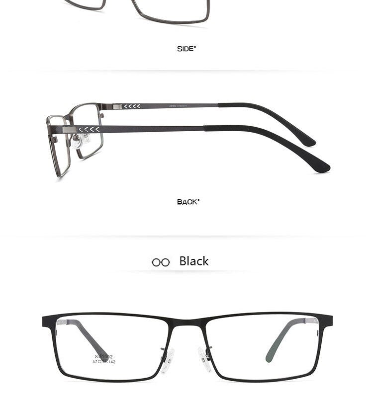 Hotochki Men's Full Rim Square Alloy Frame Eyeglasses 41002 Full Rim Hotochki