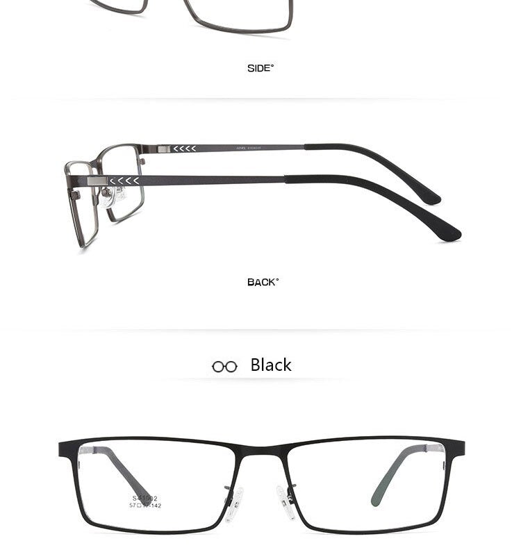 Hotochki Men's Full Rim Square Alloy Frame Eyeglasses 41002 Full Rim Hotochki   