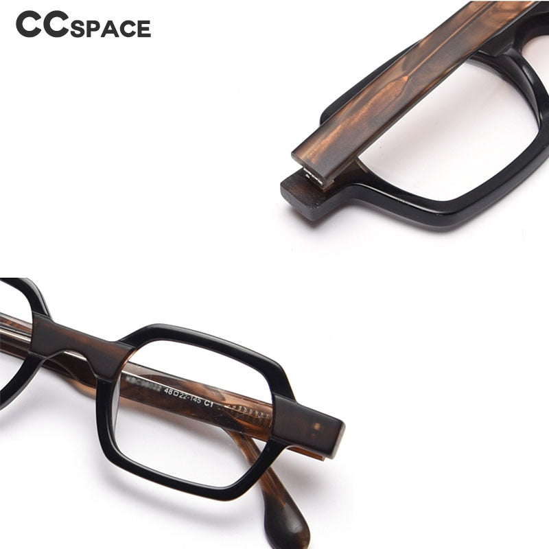 CCspace Unisex Full Rim Polygon Acetate Frame Eyeglasses 49804 Full Rim CCspace