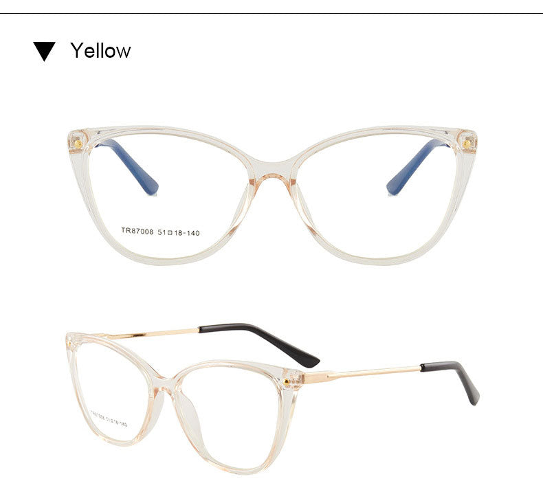 Hotony Woman's Full Rim Cat Eye TR 90 Resin Alloy Frame Eyeglasses 7008 Full Rim Hotony