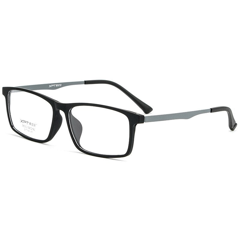Yimaruili Men's Full Rim TR 90 Resin β Titanium Frame Eyeglasses 9830 Full Rim Yimaruili Eyeglasses Black Gray