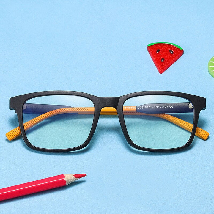 Reven Jate Unisex Children's Full Rim Square Tr 90 Silicone Eyeglasses 5105 Full Rim Reven Jate