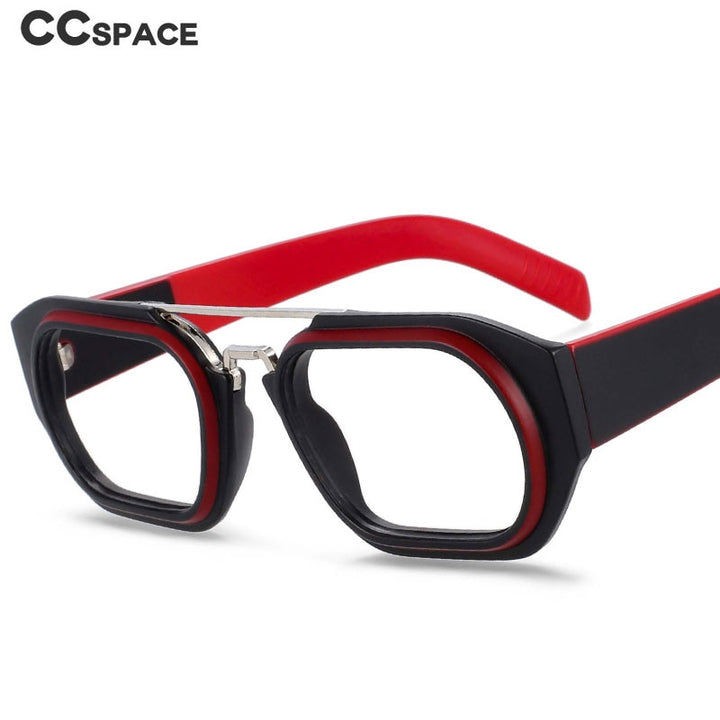 CCspace Unisex Full Rim Square Resin Double Bridge Punk Frame Eyeglasses 53095 Full Rim CCspace