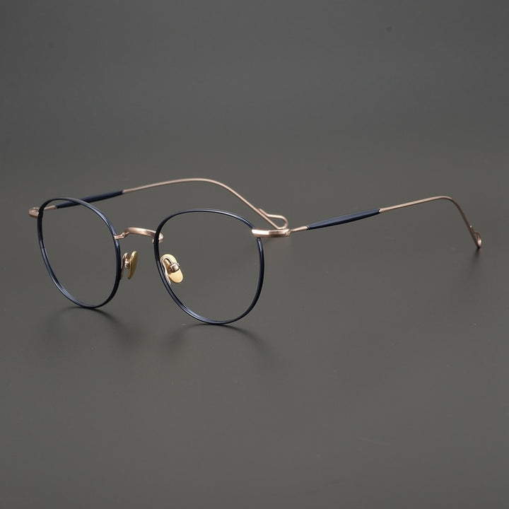 Gatenac Unisex Full Rim Round Titanium Frame Eyeglasses Gxyj491 Full Rim Gatenac 1