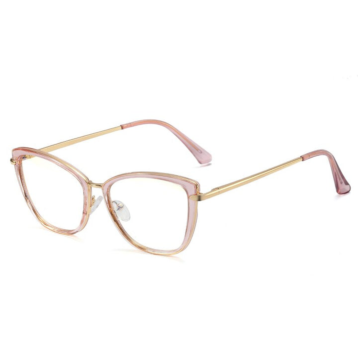 CCSpace Unisex Full Rim Cat Eye Tr 90 Titanium Frame Eyeglasses 48321 Full Rim CCspace 48321C3Pink