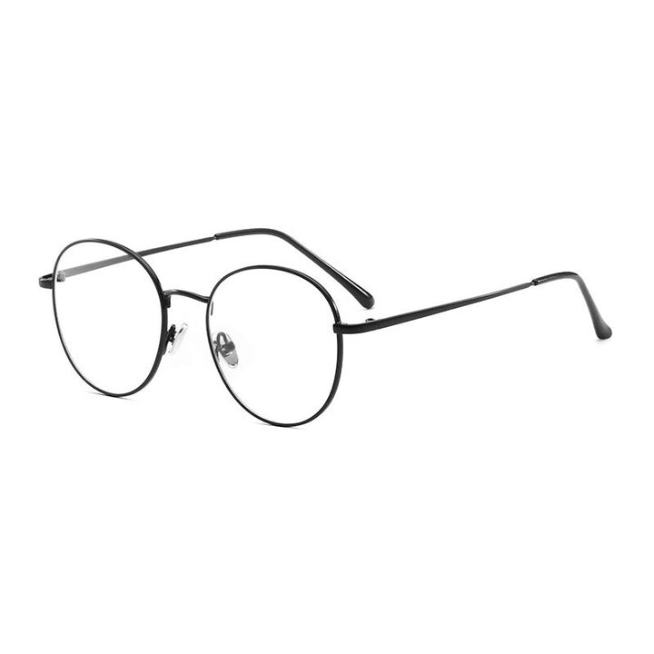 Handoer Unisex Full Rim Round Square Alloy Eyeglasses 9905 Full Rim Handoer Shinny Black