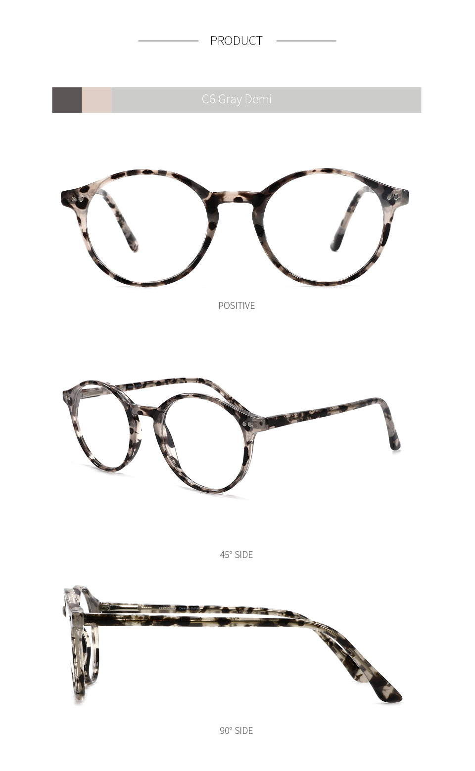 Kansept Unisex Full Rim Round Acetate Titanium Frame Eyeglasses Cp1007 Full Rim Kansept