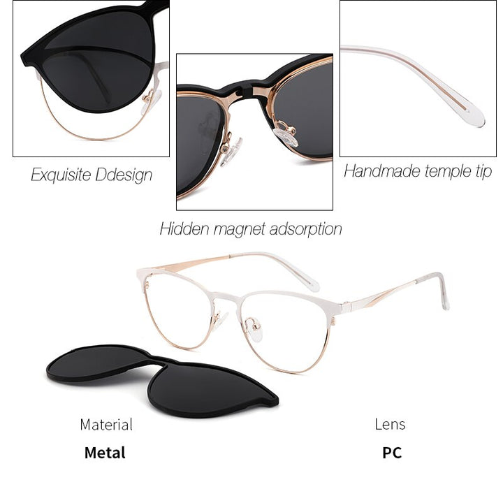 Kansept Women's Full Rim Cat Eye Acetate Eyeglasses Clip On Sunglasses Dp33104 With Clip Ons Kansept