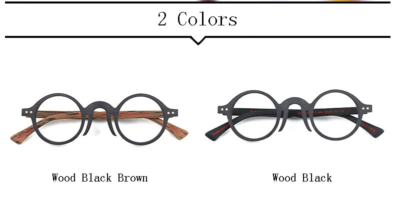 Hdcrafter Unisex Full Rim Round Acetate Wood Frame Eyeglasses Ft1906 Full Rim Hdcrafter Eyeglasses