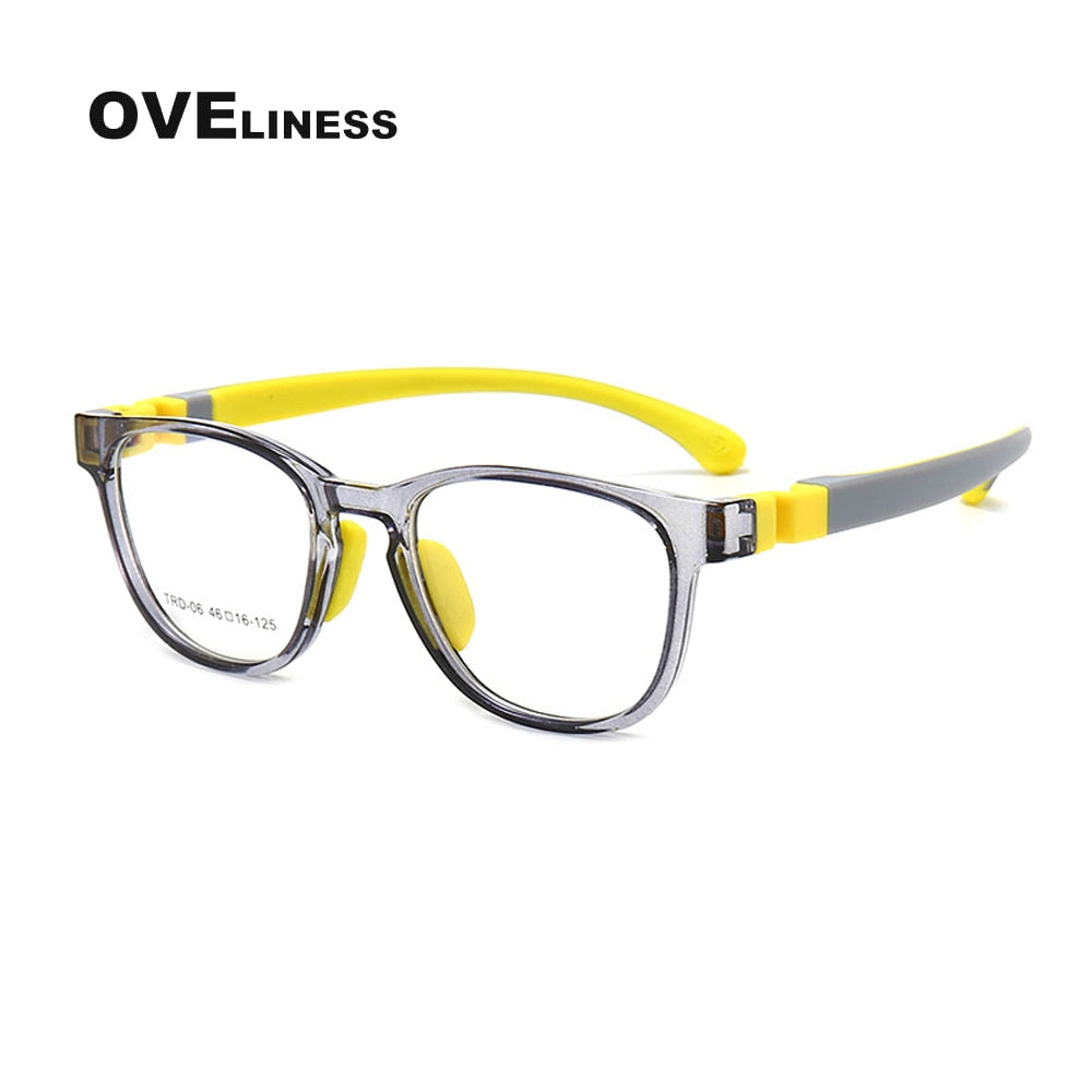 Oveliness Unisex Children's Full Rim Square Round Tr 90 Titanium Eyeglasses Olp06 Full Rim Oveliness C4