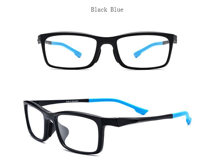 Hdcrafter Men's Full Rim TR 90 Titanium Rectangle Frame Sports Photochromic Custom Lens Eyeglasses 17209 Full Rim Hdcrafter Eyeglasses
