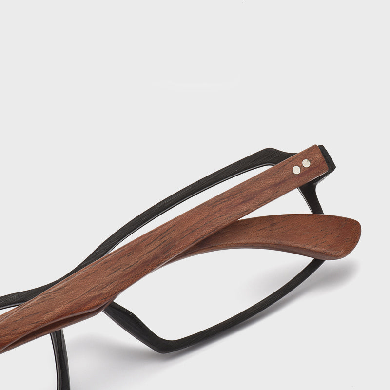 Hdcrafter Men's Full Rim Rectangle Wood Frame Eyeglasses 5603 Full Rim Hdcrafter Eyeglasses