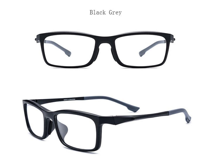 Hdcrafter Men's Full Rim TR 90 Titanium Rectangle Frame Sports Photochromic Custom Lens Eyeglasses 17209 Full Rim Hdcrafter Eyeglasses