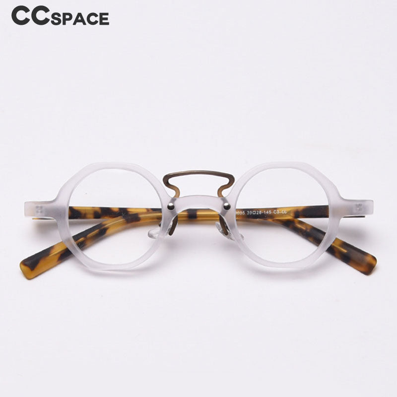 CCspace Unisex Full Rim Round Polygon Acetate Double Bridge Frame Eyeglasses 49833 Full Rim CCspace