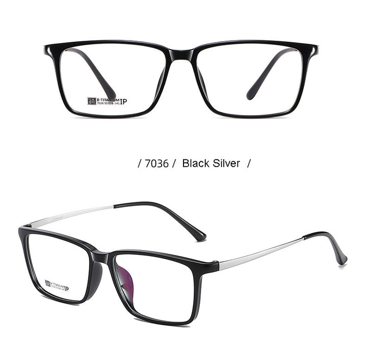 Hotochki Men's Full Rim Beta Titanium Frame Rectangular Eyeglasses 7036 Full Rim Hotochki