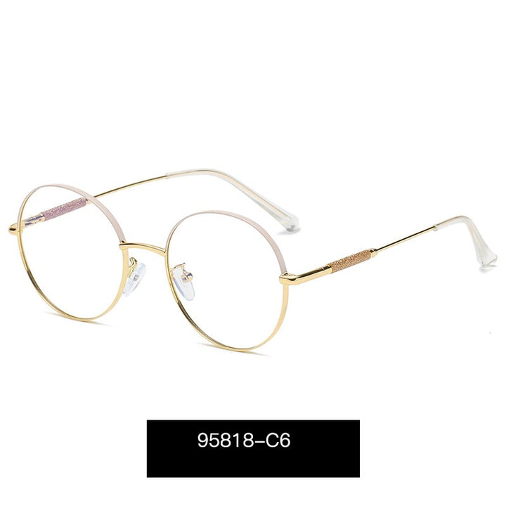 Hotony Women's Full Rim Round Alloy Frame Eyeglasses 95818 Full Rim Hotony C6