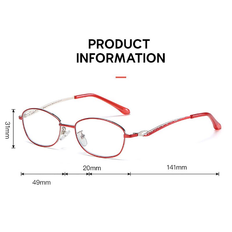 Hotony Women's Full Rim Rectangular Alloy Frame Presbyopic Reading Glasses 9002 Reading Glasses Hotony