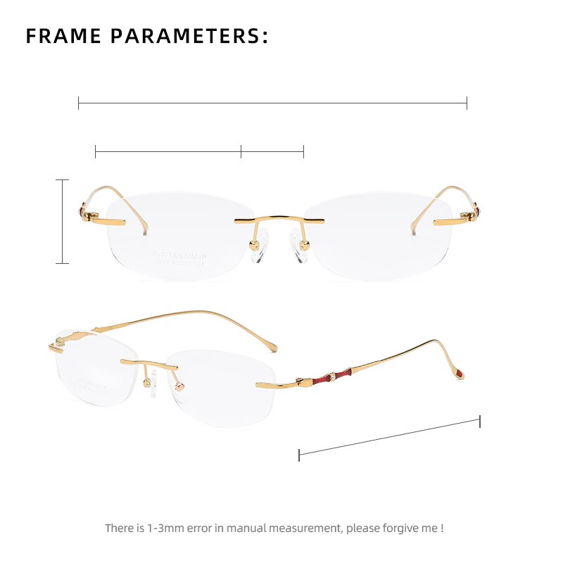 Zirosat 2879 Women's Eyeglasses Titanium Rimless Diamond Trimmed Rimless Zirosat