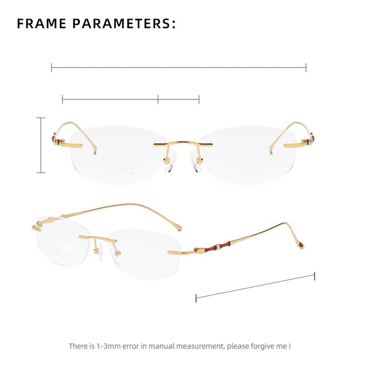 Zirosat 2879 Women's Eyeglasses Titanium Rimless Diamond Trimmed Rimless Zirosat