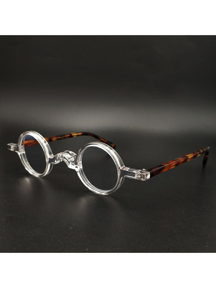 Yujo Unisex Full Rim Small Round 34mm Handcrafted Acetate Eyeglasses Full Rim Yujo
