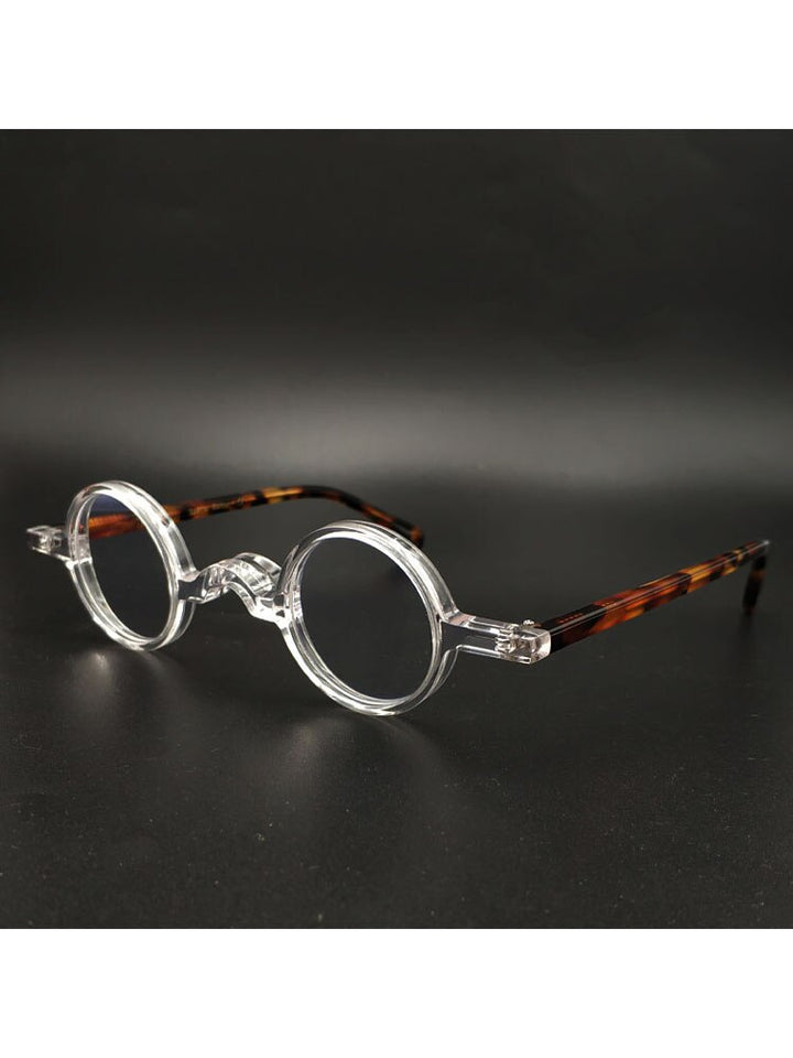 Yujo Unisex Full Rim Small Round 34mm Handcrafted Acetate Eyeglasses Full Rim Yujo