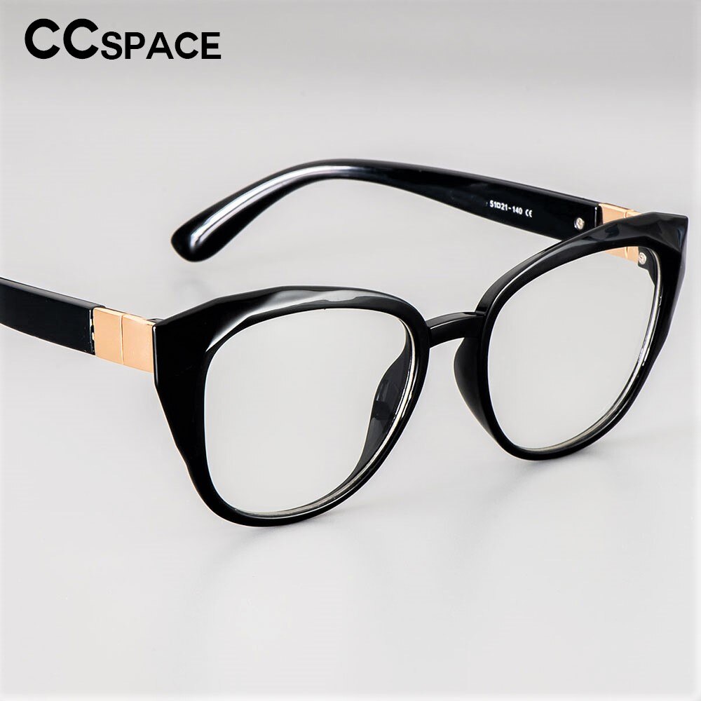 CCspace Unisex Full Rim Round Cat Eye Tr 90 Titanium Frame Eyeglasses 48092 Full Rim CCspace