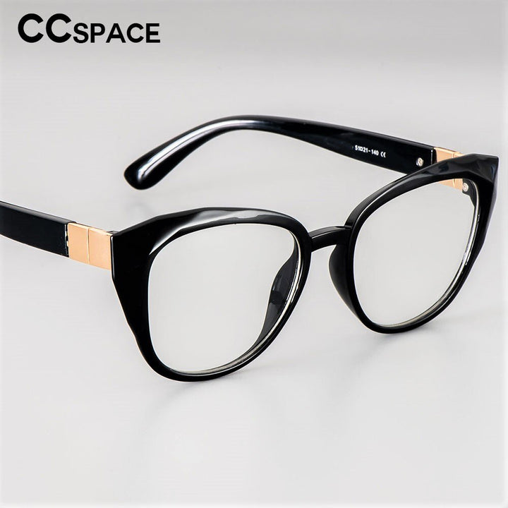 CCspace Unisex Full Rim Round Cat Eye Tr 90 Titanium Frame Eyeglasses 48092 Full Rim CCspace
