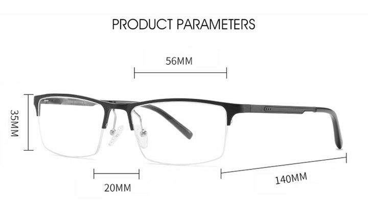 Hotony Unisex Semi Rim Square Alloy Frame Eyeglasses CX6342 Semi Rim Hotony