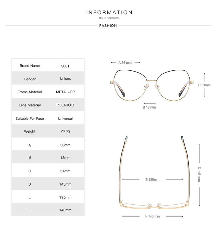 Hotochki Women's Full Rim Cat Eye Alloy Frame Eyeglasses 3001 Full Rim Hotochki