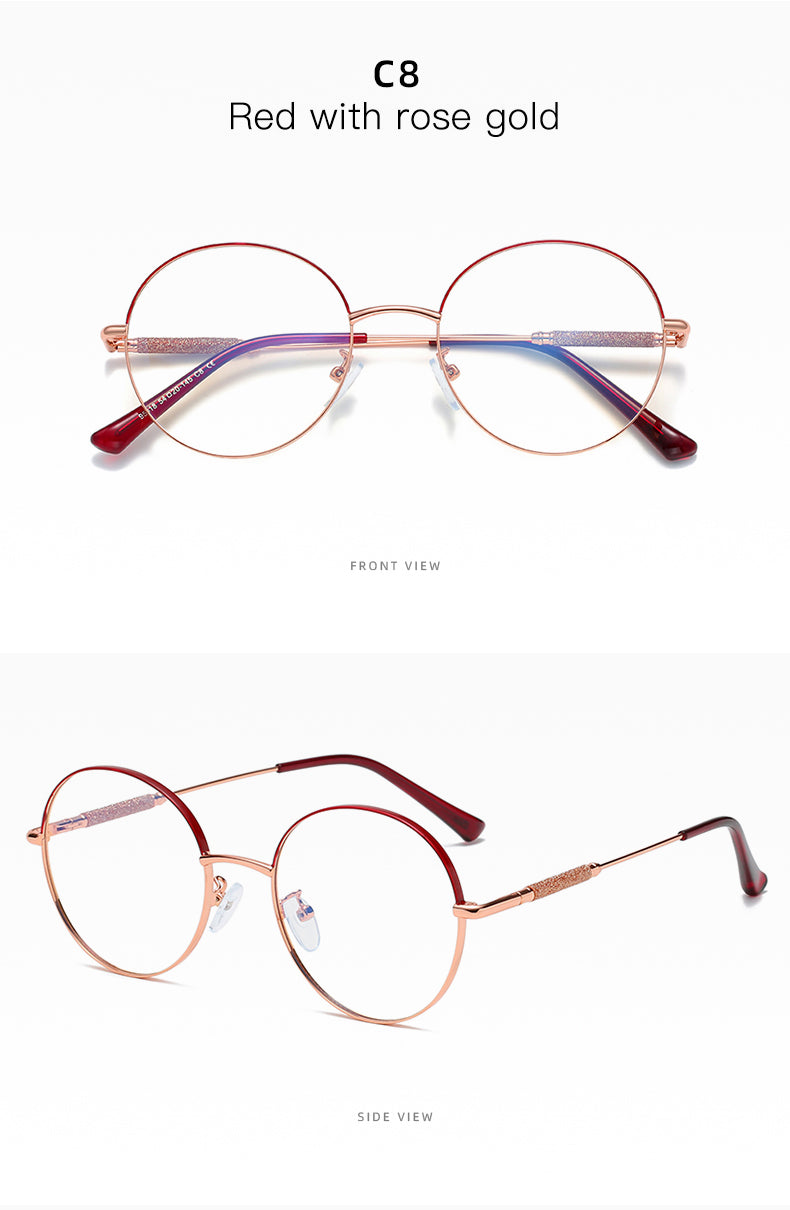 Hotony Women's Full Rim Round Alloy Frame Eyeglasses 95818 Full Rim Hotony