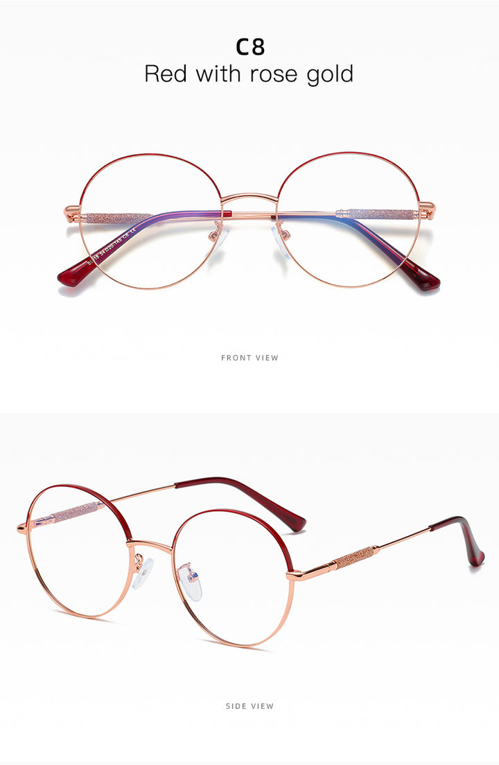 Hotony Women's Full Rim Round Alloy Frame Eyeglasses 95818 Full Rim Hotony