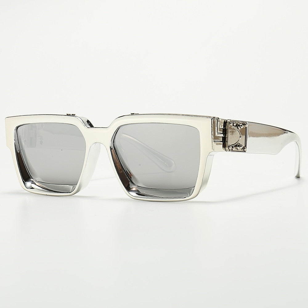 CCspace Unisex Full Rim Square Resin Frame Sunglasses 46167 Sunglasses CCspace Sunglasses B10SilverSilver LargeFrame