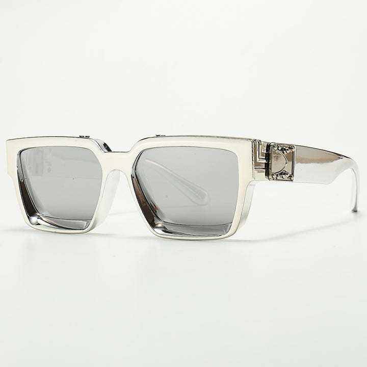 CCspace Unisex Full Rim Square Resin Frame Sunglasses 46167 Sunglasses CCspace Sunglasses B10SilverSilver LargeFrame