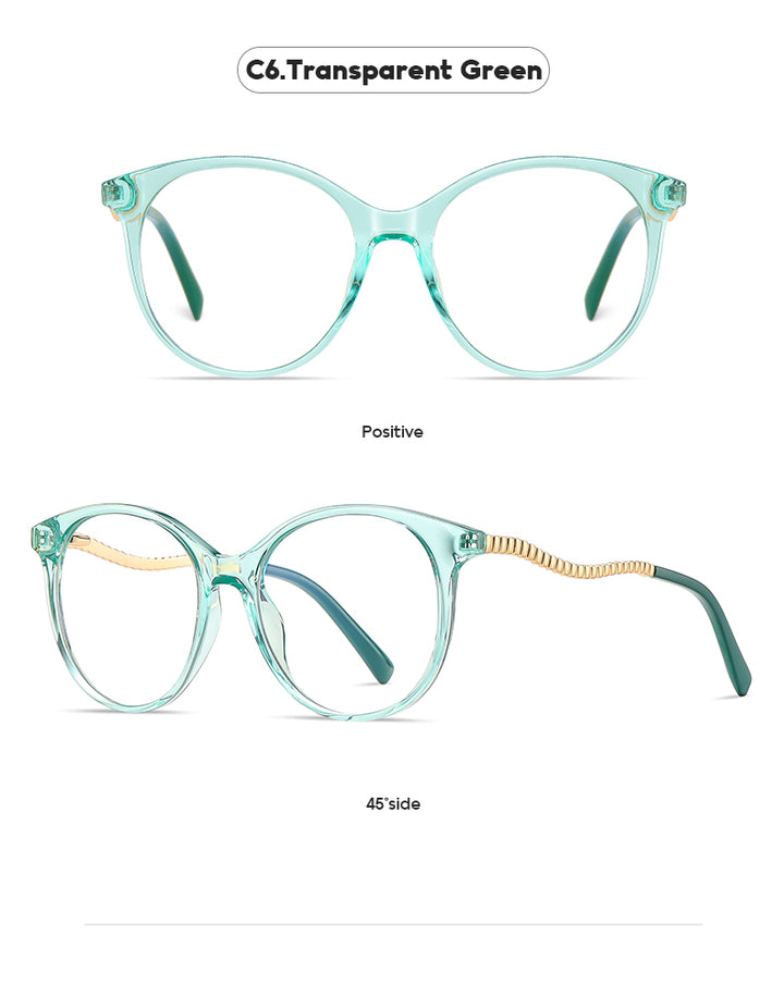 Gmei Women's Full Rim TR 90 Metal Round Frame Eyeglasses 2067 Full Rim Gmei Optical