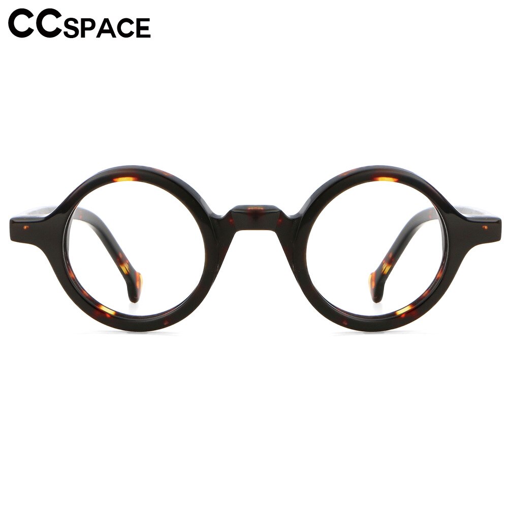 CCspace Unisex Full Rim Round Acetate Punk Frame Eyeglasses 53678 Full Rim CCspace