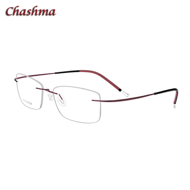 Chashma Ochki Unisex Rimless Square Titanium Eyeglasses 9609 Rimless Chashma Ochki Brown