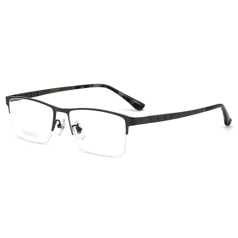 Yimaruili Unisex Semi Rim Round Titanium IP Frame Eyeglasses  HT0178 Semi Rim Yimaruili Eyeglasses Dark Gray